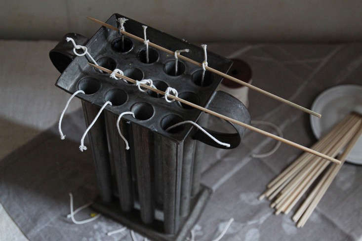 Preparing the molds.
